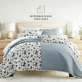 thumbnail image 4 of Noble Linens 3-Piece Light Blue French Jacobean Reversible Quilt Set, Queen, 4 of 8