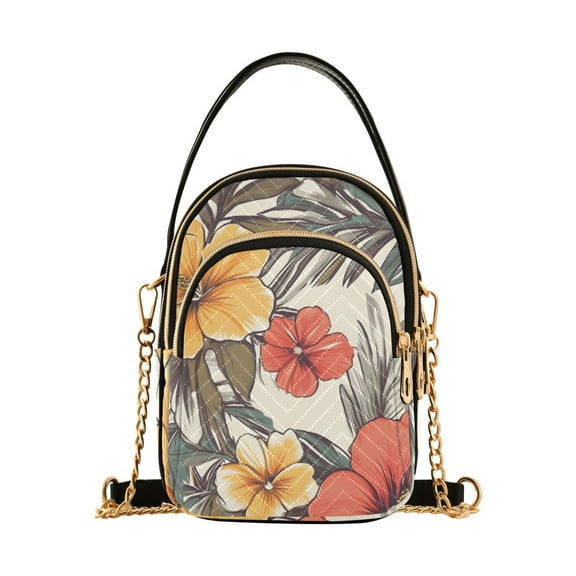 joogoo Women Elegant Tropical Floral-r7 Chain Crossbody Bags Shoulder Handbag Phone Purse