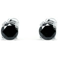 thumbnail image 3 of 4mm Solitaire Screw Back Stud Earring Round Simulated Black CZ Solid 925 Sterling Silver, 3 of 5