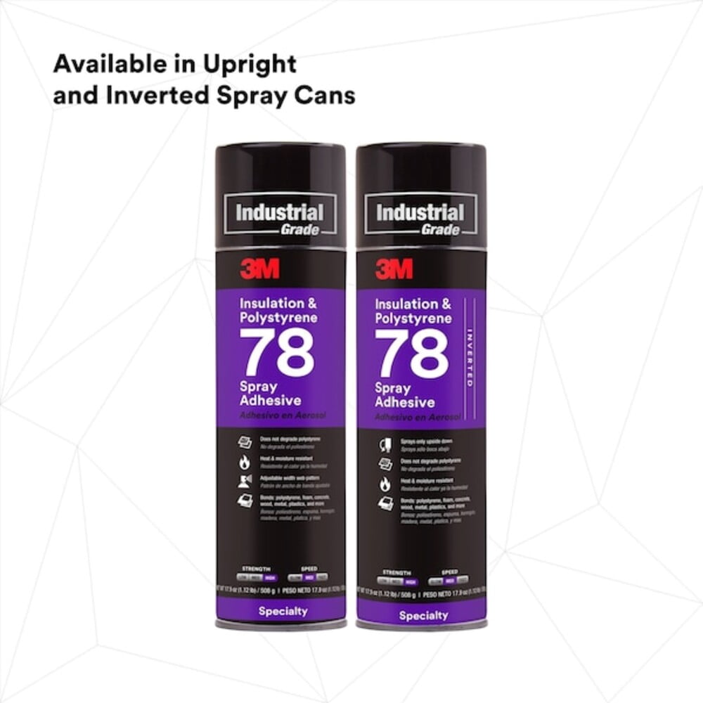 3M Polystyrene Insulation 78 Spray Adhesive Clear Net Wt 17.9 Oz
