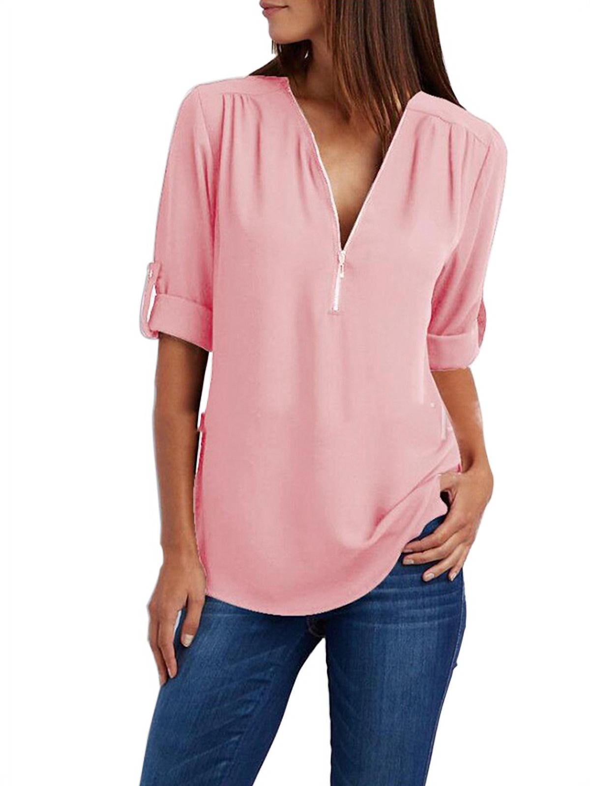 women's plus size pink blouse