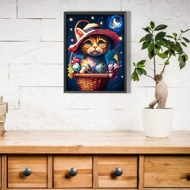 Cuadros Decorativos 5D bricolaje taladro redondo completo diamante pintura gato erizo Kit decoración del hogar (A2837) Wdftyju embutido en tela