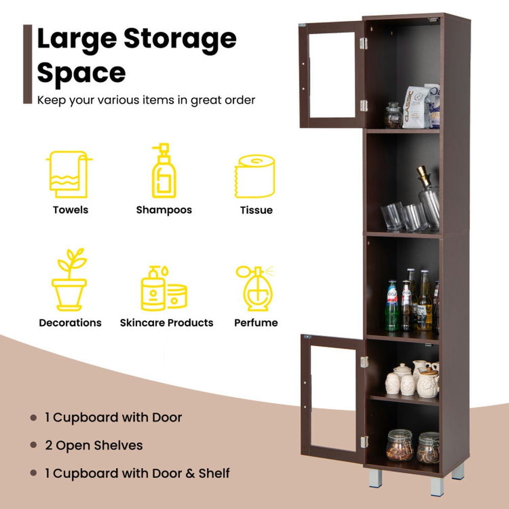 Finihen Bathroom Storage Cabinet, Bathroom Floor Cabinet, 71 Inch Tall Tower Bathroom Storage Cabinet and Organizer Display Shelves, for Bedroom, Gray Finihen Bathroom Storage Cabinet, Bathroom Floor Cabinet, 71 Inch Tall Tower Bathroom Storage Cabinet and Organizer Display Shelves, for Bedroom, Gray