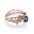 thumbnail image 3 of JeenMata Leaf and Vine - 0.5 TCW Round Cut London Blue Topaz - Solitaire Wedding Ring Set - 18K Rose Gold Plating over Silver, 3 of 6