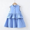 thumbnail image 2 of Cethrio Summer Dresses for Girl 2026, Gifts Casual Crew Neck Sleeveless Kids Midi Dresses Blue Size 6-7 T, 2 of 7