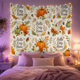 thumbnail image 2 of Pumpkins Shades Interspersed with Clusters Leaves Acorns, Mystical Fantasy for Space Lovers, Aesthetic Wall Decor, Halloween Gift, Tapestry Wall Hanging for Dorm and Living Room, 2 of 7