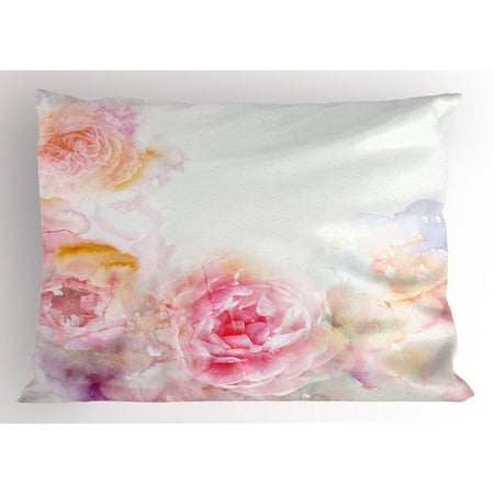 Victorian Shabby Chic (Shabby Chic Pillow Sham Nature Garden Romantic Victorian Flowers Roses Leaves Image, Decorative Standard Queen Size Printed Pillowcase, 30 X 20 Inches, Pale Pink Hot Pink and White, by)