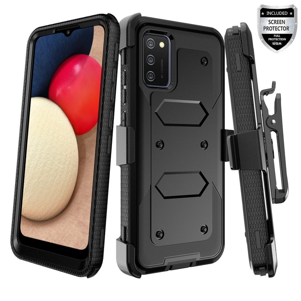 Case for Galaxy A32 5G Belt Clip Holster Kickstand Shock Proof Phone Case [Built in Screen