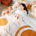 thumbnail image 4 of Castle Fairy Brown Orange Stripes Twin Bedding Sets,Geometric Bedding Comforter Set, 4 of 8