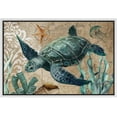 thumbnail image 3 of PixonSign Framed Canvas Print Wall Art Top View of Turtle and Jellyfish Animals Ocean Illustrations Modern Art Beach Relax/Calm Multicolor Ultra for Living Room, Bedroom, Office - 16"x24" White, 3 of 5