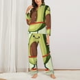 thumbnail image 3 of Kll Cute Avocado Doing Exercise Print Women'S Long Sleeve Pajamas With Pants Sleepwear Loungewear 2 Set-Small, 3 of 9