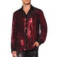 thumbnail image 1 of CAMISAS DE LENTEJUELAS PARA HOMBRES INSPIRE CHIC, MANGA LARGA, CIERRE DE BOTÓN, CAMISAS METÁLICAS BRILLANTES XL ROJO, 1 of 5