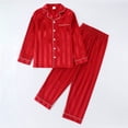 thumbnail image 2 of Akiihool Pyjama d'Été pour Fillette, Haut à Manches Longues et Pantalon, Coupe Ajustée, 100 % Coton, Ensemble de Pyjama 2 Pcs (Rouge, 9-10 Ans), 2 of 3
