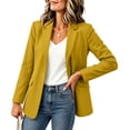 thumbnail image 4 of Plus Size Knit Blazer For Women, Solid Color Long Sleeve Cardigan Jacket With Pockets, Casual Business Work Office Blazer, Comfy Stretchy Suit Jacket Yellow XL, 4 of 6