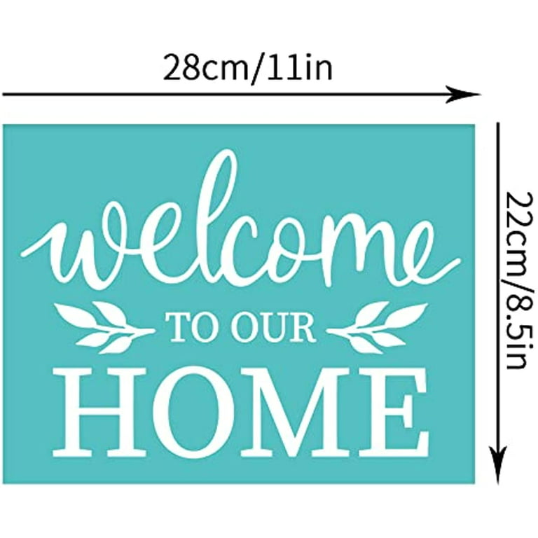 2Pcs Self-Adhesive Silk Screen Printing Stencil Welcome StencilWelcome to  Our Home Reusable Mesh Stencils