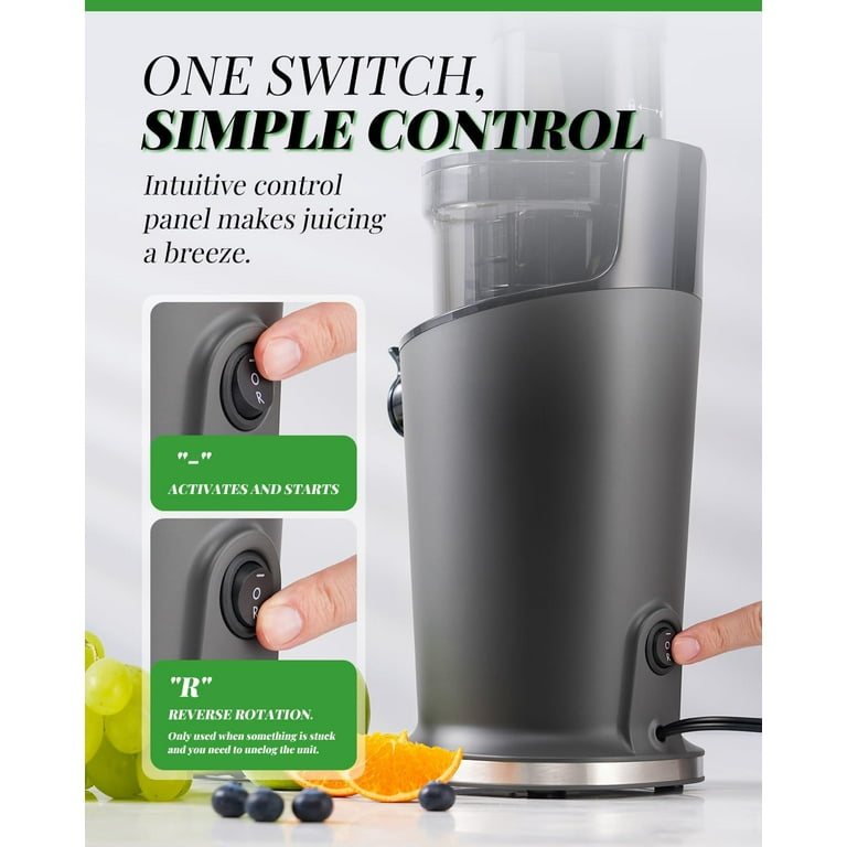 Shardor Cold Press Juicer with 3.5 Inch Feed Chute, Grey photo 4