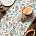 thumbnail image 5 of Blue Red Floral Table Runner, Watercolor Abstract Paisley Bohemia Texture Cotton Linen Kitchen Table Decoration Washable Dining Tabletop Runners for Home Party Decor 13x72 Inches, 5 of 9