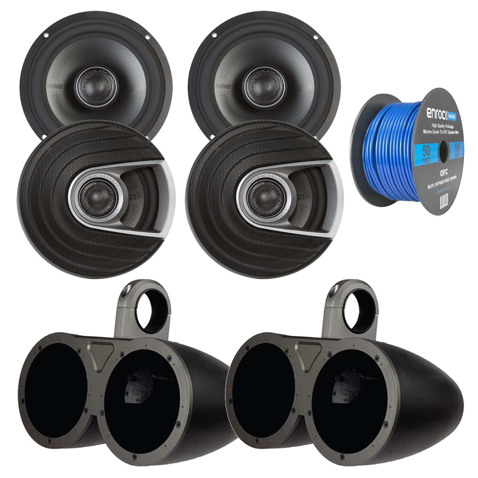 4x Polk Audio MM Series Ultra Marine Certified 6.5" 2 Way Coaxial Car