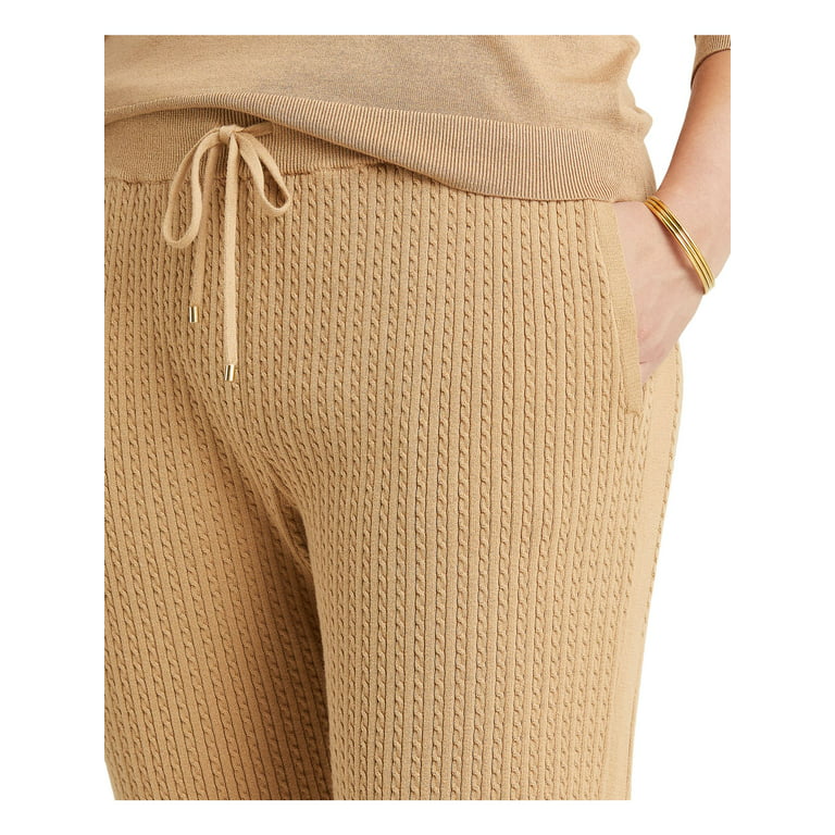 Lauren Ralph Lauren Plus Size Cable-Knit Jogger Pants 3X Camel