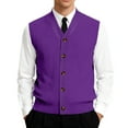 thumbnail image 2 of Men's Sweater Vest Solid Color V Neck Button Down Sleeveless Cardigan Vest, 2 of 7