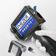 Phezer P15 Handheld Inkjet Printer for Any Surface 0.5 inch Nozzle for QRCode Barcode Production Date Time Logo Batch Number Print on Glass Bag Carton Box Wood Cloth Plastic Cable (1 ink Cartridge)
