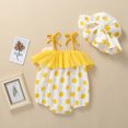 thumbnail image 3 of Gibobby Mamelucos para bebe niño Mono con volantes sombrero correas bebé infantil punto niñas Sunsuit estampado niñas y mono(Amarillo, 3-6 Meses), 3 of 5