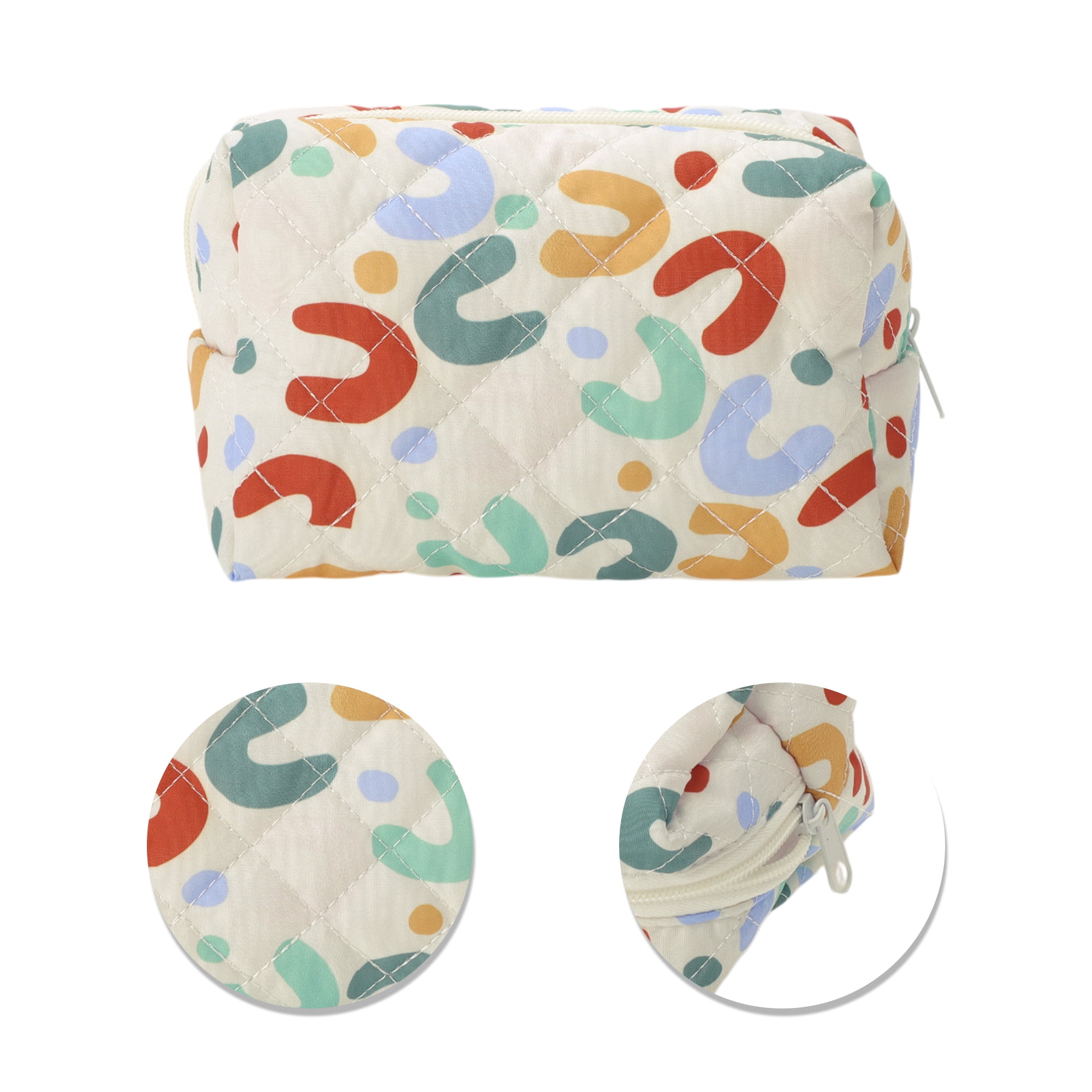 Unique Bargains Quilted Square Flowers Makeup Bags Assorted Color 1 Piece for Travel