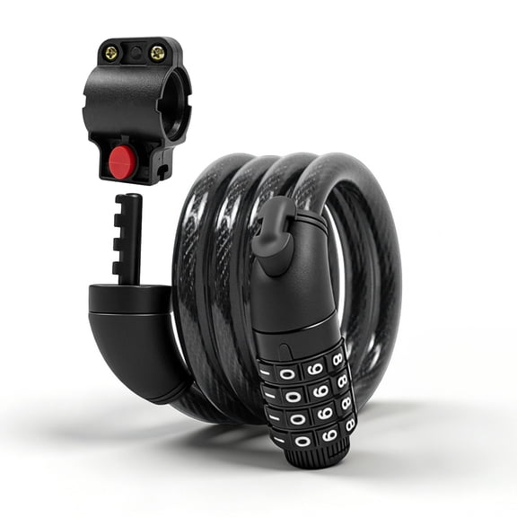 Gpower Bike Lock with Combination 4 ft Bicycle Lock Secure 4 Digit Resettable Cable Lock,Black