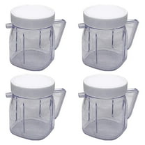 For Blender Replacement Parts, 4937 Mini Osterizer Blender Jar Accessory, Cup Mini Plastic Jars with Lids (4 Pack)