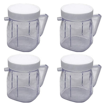 For Blender Replacement Parts, 4937 Mini Osterizer Blender Jar Accessory, Cup Mini Plastic Jars with Lids (4 Pack)