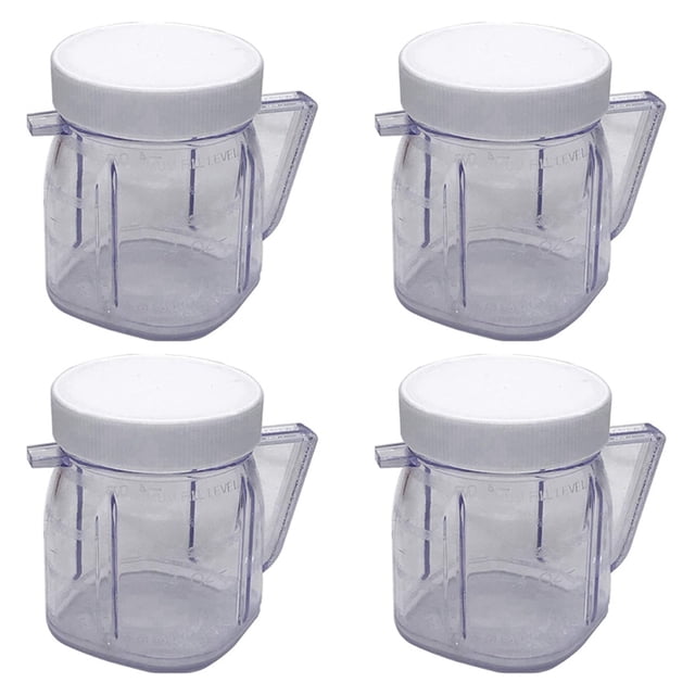 For Blender Replacement Parts, 4937 Mini Osterizer Blender Jar Accessory, Cup Mini Plastic Jars with Lids (4 Pack)