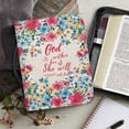 thumbnail image 5 of Xoenoiee Watercolor Floral Pattern Bible Cover for Men Women, God is Within Her She Will Not Fall, Christian Zipper Bible Case with Handle Carrying Book Cover Study Bible Tote, XL, 5 of 7