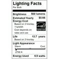 thumbnail image 3 of Great Value LED Light Bulb, 5.5 Watts (60w Equivalent) Deco lamp E26 Medium Base, Dimmable, Soft White, 12-Pack, 3 of 8