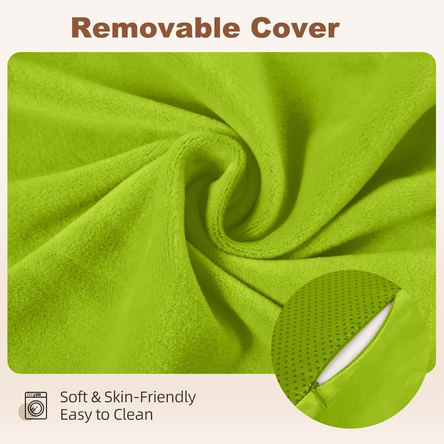 Memory Foam Ergonomic Wedge Pillow, Multi-Position Support Pillow, Ergonomic Support for Back Pain, Acid Reflux & Sitting Up, Ideal for Massage, with Removable Cover,40-Degree Angle Design (Green)
