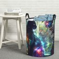 thumbnail image 6 of Pofeuu Cosmic Cat In Window Print Laundry Basket Circular Laundry Hamper with Handle Waterproof Oxford Fabric Foldable Dirty Clothes Storage Bucket Gift Storage Basket-Medium, 6 of 6