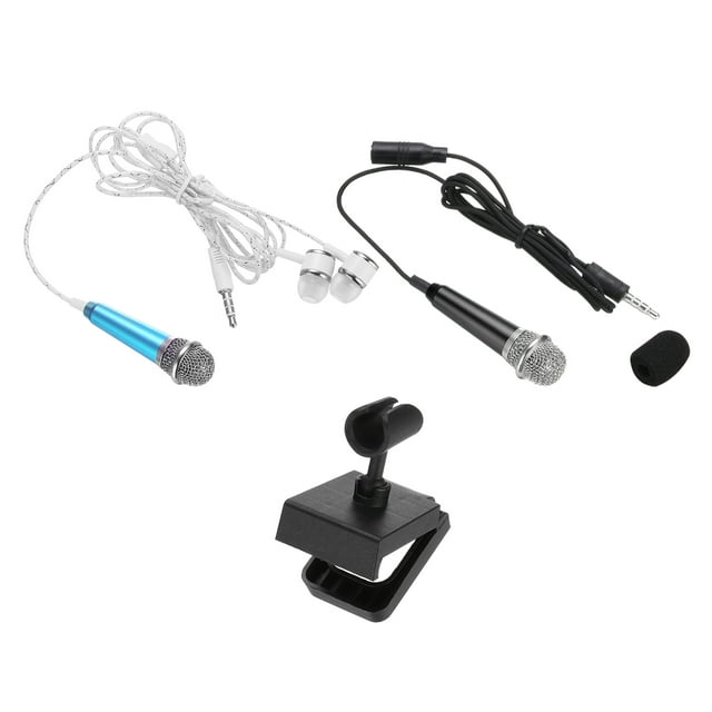 2Pcs Mini Microphone Tiny Microphone for Phone Blue, Black