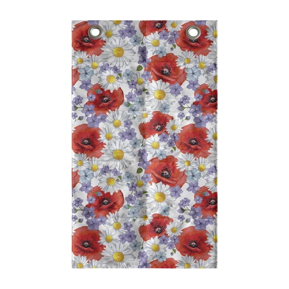 Flower Hanging Pocket Organizer, Purple Flowers Poppy and Daisy Summer Nature Wildflowers Graphic, Printed Polyester Storage Bag with Pockets, 21" x 31", Lavender Scarlet