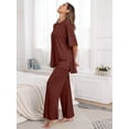 thumbnail image 3 of MINTREUS Lounge Sets for Women Knit Short Sleeve Tops and Long Pants Soft Comfy Pajamas Set Oversized 2 Piece Outfits S-4X, 3 of 8