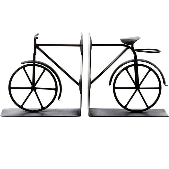Hosley Classic Bike Bookends - 6.5" Vintage Metal Book Ends for Shelves, Heavy Duty Book Organizer for Desk, Rustic Farmhouse Book Shelf Decor, Antique Style Bookend Set, Cottagecore Home Office Deco