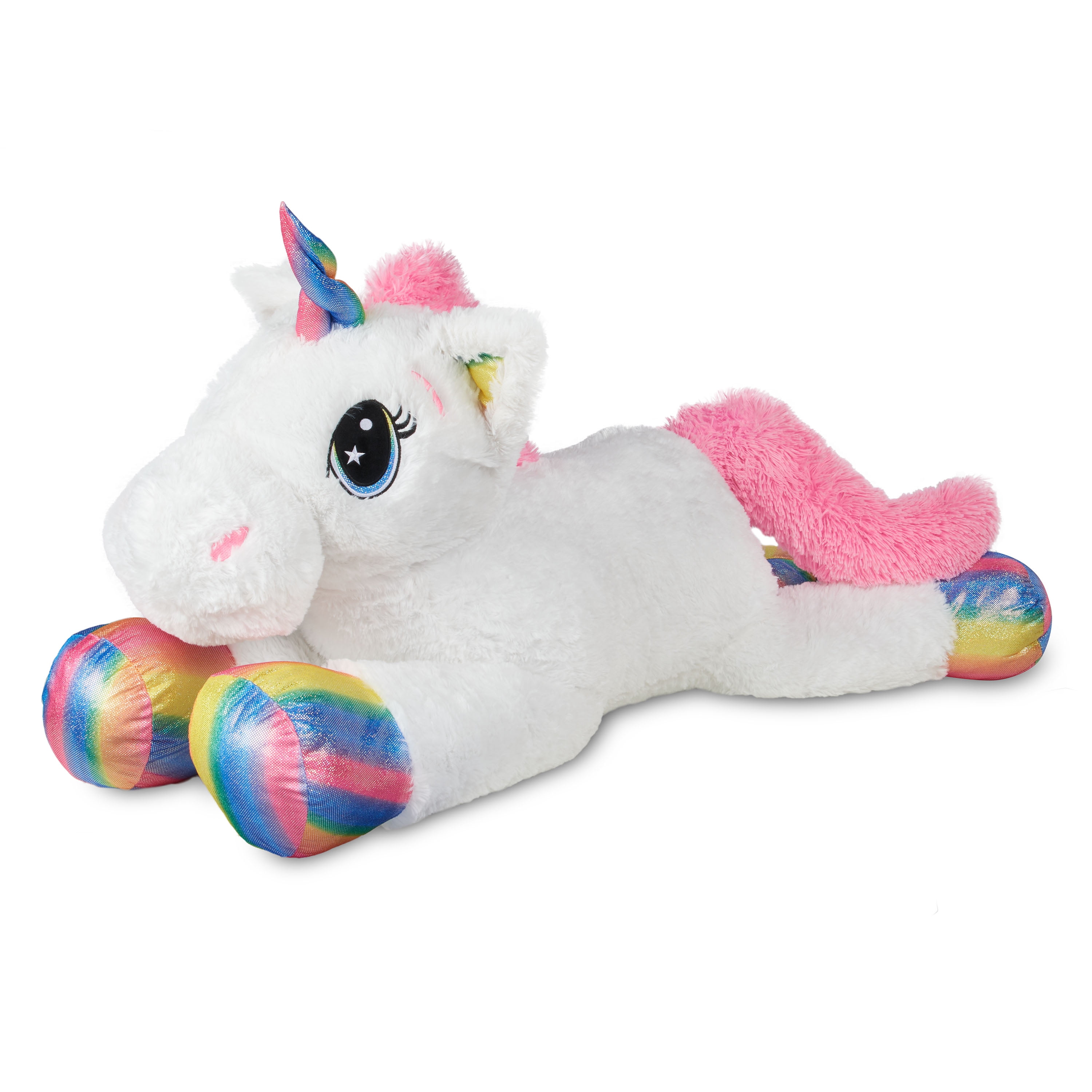 White/Pink Jumbo 18" Love & Hearts Plush Magical Unicorn Pony Stuffed Animal 