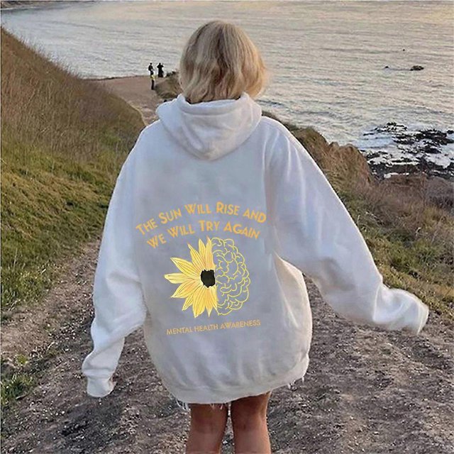 Sudadera unisex de gran tamaño con estampado de girasoles, mangas caídas y hombros descubiertos, estilo informal, para hombre y mujer