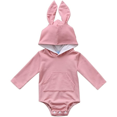 

Douhoow 0-24M Newborn Girls Easter Jumpsuit Rabbit Hooded Romper Baby Bodysuit