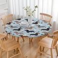 thumbnail image 3 of Cute Dachshund and Dog Footprint Round Fitted Tablecloth with Elastic Edge,Dining Table Cover Waterproof,Outdoor Round Tablecloth for Camping,Dining,Indoor and Outdoor, 3 of 7