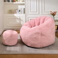 thumbnail image 4 of Giant Pink Faux Fur Bean Bag Chair Oversized Shell-Shaped Floor Sofa for Gaming and Reading, 4 of 6