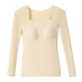 thumbnail image 4 of Women Thermal Top Square Neck Long Sleeve Tops Undershirt Womens Fitted Tops Winter Tops Women Shirts Casual, 4 of 4