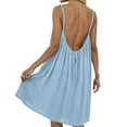 thumbnail image 6 of Qgtaibl Womens Cotton Backless Dress Trendy Spaghetti Strap Midi Dress Solid Color Crew Neck Loungewear Loose Fit Beach Vacation Dresses Light Blue XXL, 6 of 7