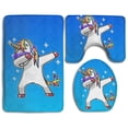 thumbnail image 1 of GOHAO Dabbing Rainbownicorn Dab Dances 3 Piece Bathroom Rugs Set Bath Rug Contour Mat and Toilet Lid Cover, 1 of 2