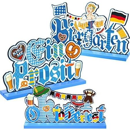3 Oktoberfest Party Decorations Oktoberfest Table Centerpieces Bavarian Costume Wooden Beer Sign Lederhosen German Festival for Octoberfest Party Dinner Bar Tier Tray$$Electronics Accessories