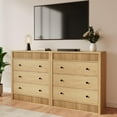 thumbnail image 4 of 3 Drawer Dresser for Bedroom, 31.5" Wide Fluted Chest of Drawers, Modern Wooden Nightstand Storage Cabinet for Kids Room, Hallway, Living Room, Natural Oak, 4 of 9