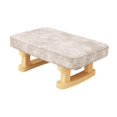 thumbnail image 2 of Taburete otomano pequeño de madera rectangular moderno para sala de estar y porche. Beige, 2 of 9